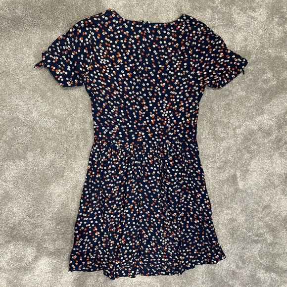 Madewell Navy Floral Button Front Dress Fit & Flare Cottagecore Size 2 Like New - Picture 8 of 10